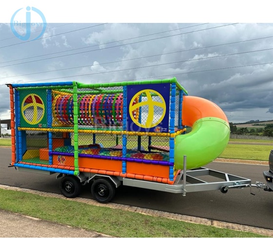 Movable playground with trailer